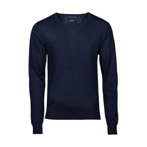 Tee Jays Mens Merino Blend V Neck Sweater / Navy
